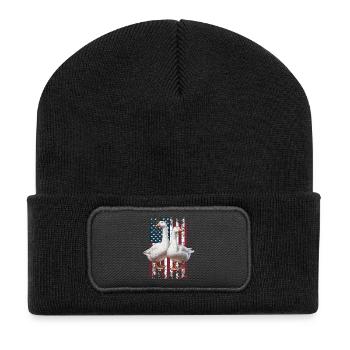 Goose US Gans - Recycelte Patch Beanie - Schwarz - Vorne