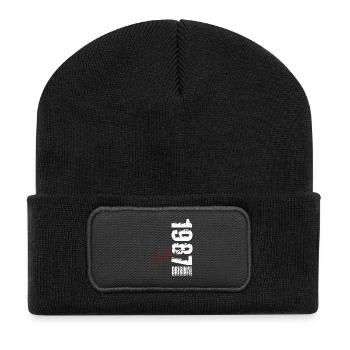 39. Geburtstag Geschenk Mann Original Oktober 1987 - Recycelte Patch Beanie - Schwarz - Vorne