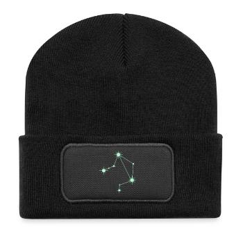 Waagestern Sternbild Tierkreiszeichen Grün - Recycelte Patch Beanie - Schwarz - Vorne
