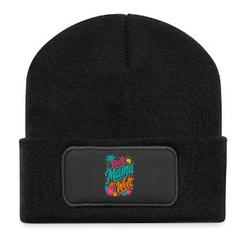 Beste Mama der Welt - Recycelte Patch Beanie - Schwarz - Vorne