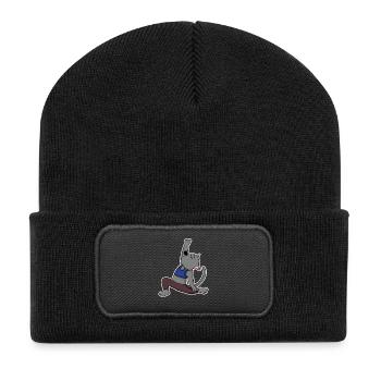 Katze Yoga - Recycelte Patch Beanie - Schwarz - Vorne