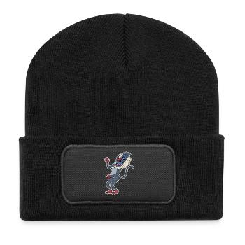 Paviane Affe Tier - Recycelte Patch Beanie - Schwarz - Vorne