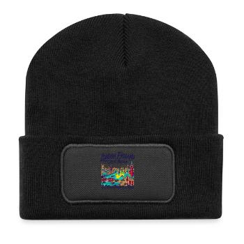 City London Iconic Capital Skyline With Red Buses - Recycelte Patch Beanie - Schwarz - Vorne
