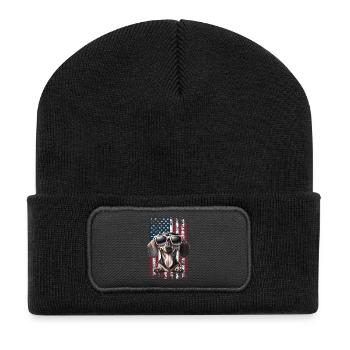 Dachshund US Dackel - Recycelte Patch Beanie - Schwarz - Vorne