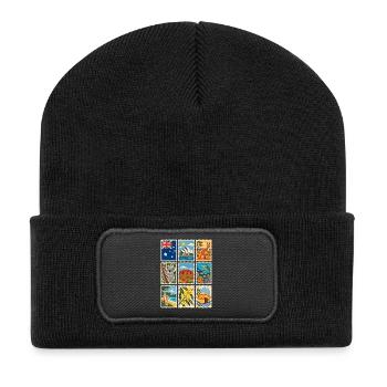 Australien Briefmarken - Recycelte Patch Beanie - Schwarz - Vorne