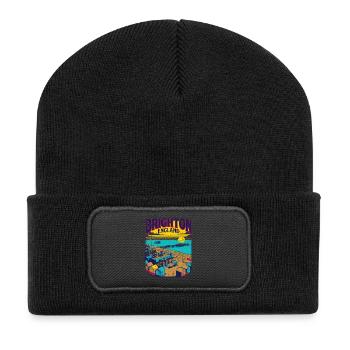 City Retro Brighton England Seaside Coastal - Recycelte Patch Beanie - Schwarz - Vorne