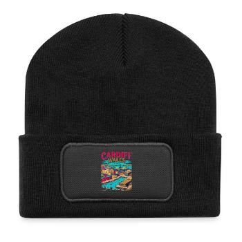 Cardiff Wales City Centre Bay Travel - Recycelte Patch Beanie - Schwarz - Vorne