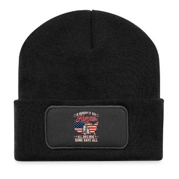 Helden-Gedenken USA Flagge Hundemarken - Recycelte Patch Beanie - Schwarz - Vorne