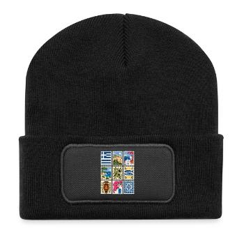 Griechenland Briefmarken - Recycelte Patch Beanie - Schwarz - Vorne