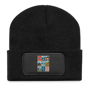 Norwegen Briefmarken - Recycelte Patch Beanie - Schwarz - Vorne
