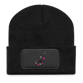Sterne - Stars - Weltraum - Recycelte Patch Beanie - Schwarz - Vorne