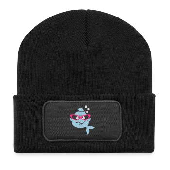 Retrofisch - Recycelte Patch Beanie - Schwarz - Vorne