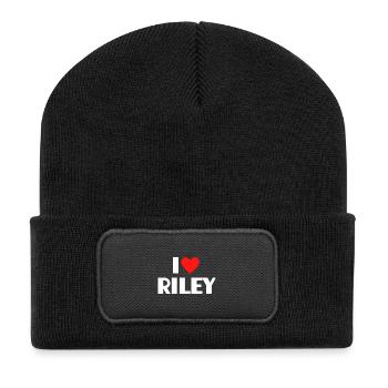J’aime Riley Red Heart Love Fan Gift - Beanie recyclé à patch - noir - Devant
