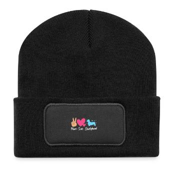 Rauhaardackel Dachshund - Recycelte Patch Beanie - Schwarz - Vorne