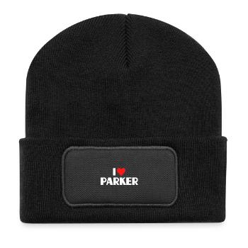 I Love Parker Red Heart Love Fan Gift - Beanie recyclé à patch - noir - Devant