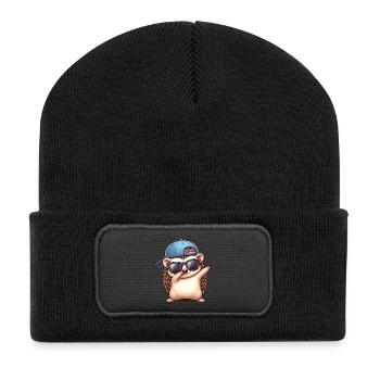 Igel Cartoon Cool Dab Dabbing Basecap - Recycelte Patch Beanie - Schwarz - Vorne