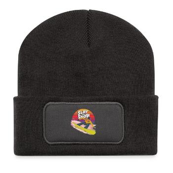 Lay the Snow Snowboarder Design - Recycled Patch Beanie - dark grey - Front