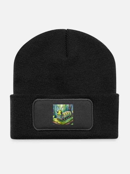 Bunte Waldraupe - Recycelte Patch Beanie - Schwarz