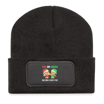 Weihnachten Gender Reveal - Recycelte Patch Beanie - Dunkelgrau - Vorne