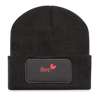 LOVE. MA CHERIE. MON CHERI. CHERI. I LOVE YOU - Beanie recyclé à patch - charbon - Devant