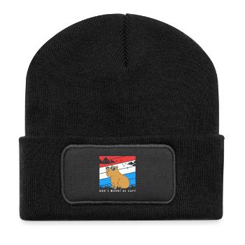Dont Worry Be Capy Capybara - Recycelte Patch Beanie - Schwarz - Vorne