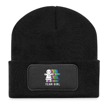 Team Girl Weihnachten - Recycelte Patch Beanie - Schwarz - Vorne