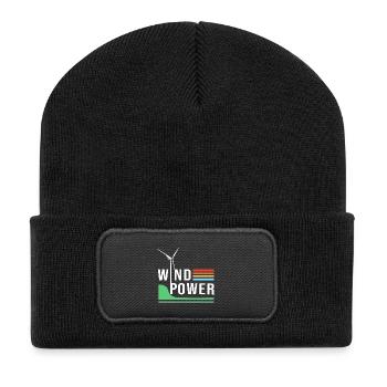 Éolienne, énergie éolienne, énergie éolienne - Beanie recyclé à patch - noir - Devant