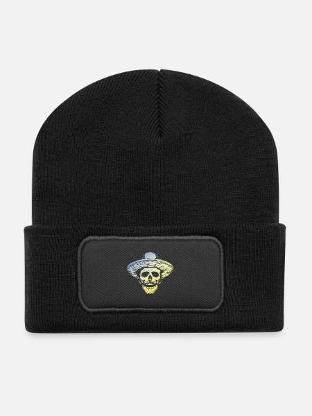 Mexikaner Skull - Recycelte Patch Beanie - Schwarz