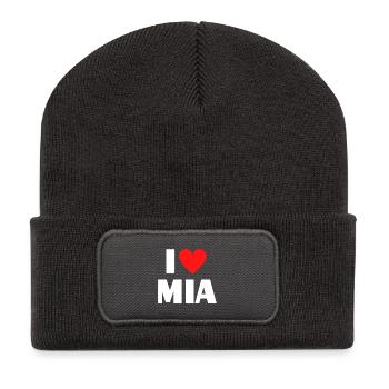 I Love Mia Red Heart Love Fan Gift - Recycled Patch Beanie - dark grey - Front