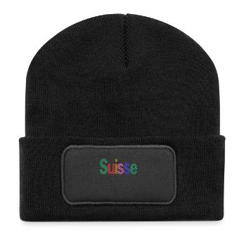 SCHWEIZ. HUMOR. LAND. FLAGGE. GENF. LAUSANNE - Recycelte Patch Beanie - Schwarz - Vorne