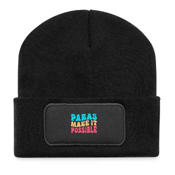Paraprofessional Paraeducator Teacher Assistant - Recycled Patch Beanie - black - Front