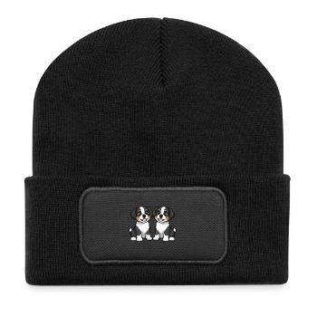 Saint Bernard Dog Comic - Recycled Patch Beanie - black - Front