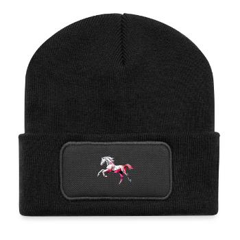 Colorful Horse Low Poly Logo Art Design - Recycled Patch Beanie - black - Front