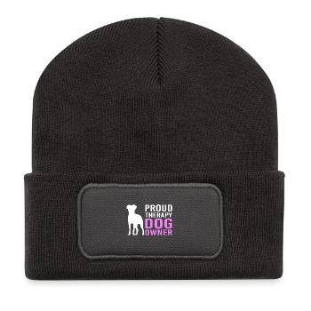 Therapie Therapeut Hund Therapiehund Hundetrainer - Recycelte Patch Beanie - Dunkelgrau - Vorne