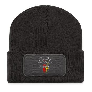 Retten Löschen Bergen Schützen - Recycelte Patch Beanie - Dunkelgrau - Vorne