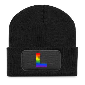 Regenbogen-L - Recycelte Patch Beanie - Schwarz - Vorne