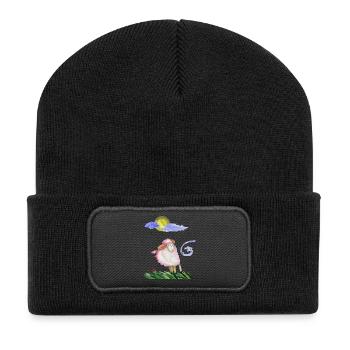 Schaf im Wind - Recycelte Patch Beanie - Schwarz - Vorne