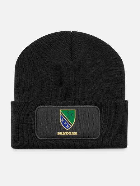 wappen_sandzak - Recycelte Patch Beanie - Schwarz