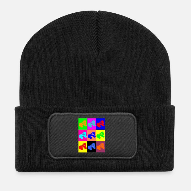 Roller coloré - Beanie recyclé à patch - noir