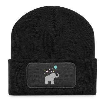 Elefant - Recycelte Patch Beanie - Schwarz - Vorne