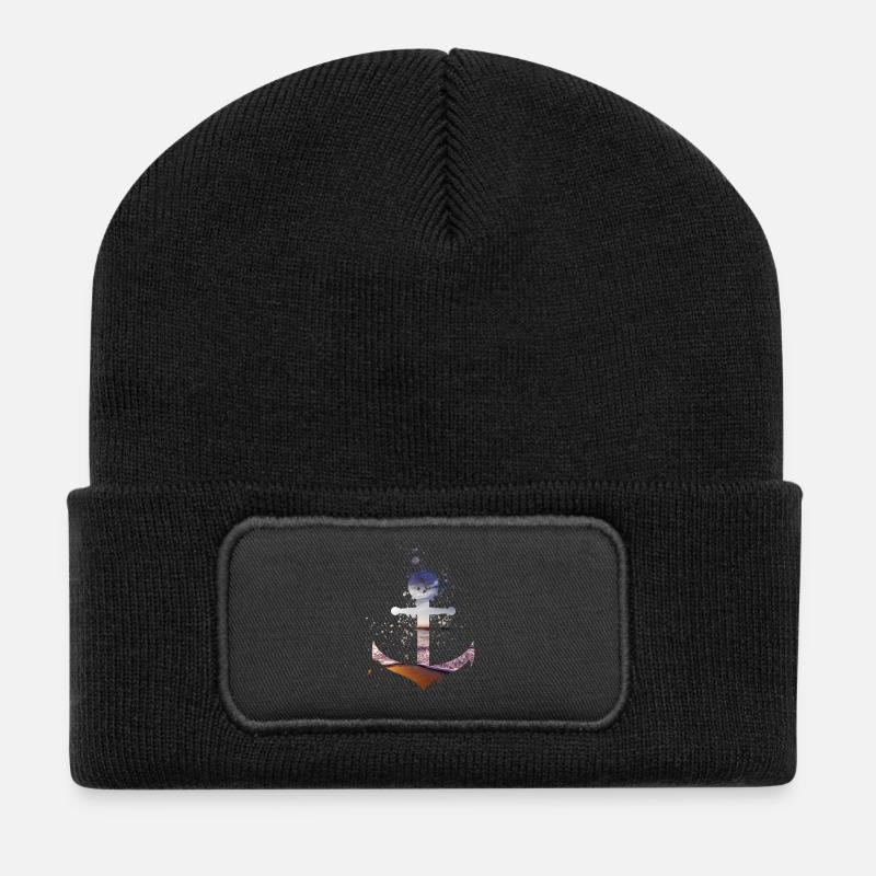 Anker - Recycelte Patch Beanie - Schwarz