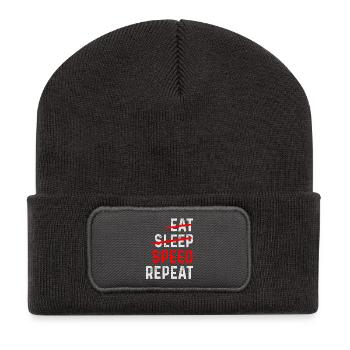 SPEED REPEAT - Recycelte Patch Beanie - Dunkelgrau - Vorne