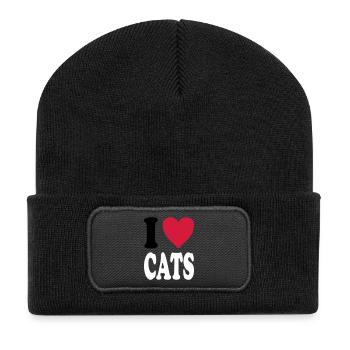 I love CATS - Recycled Patch Beanie - black - Front