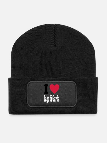 I love Lago di Garda (All Colors!) - Recycled Patch Beanie - black