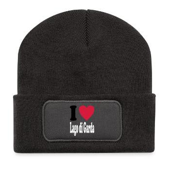 I love Lago di Garda (All Colors!) - Recycled Patch Beanie - dark grey - Front