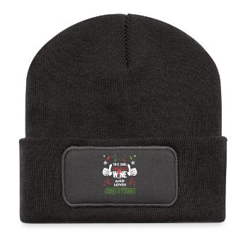 Fille d'amour de Noël de Noël cadeau de Noël - Beanie recyclé à patch - charbon - Devant