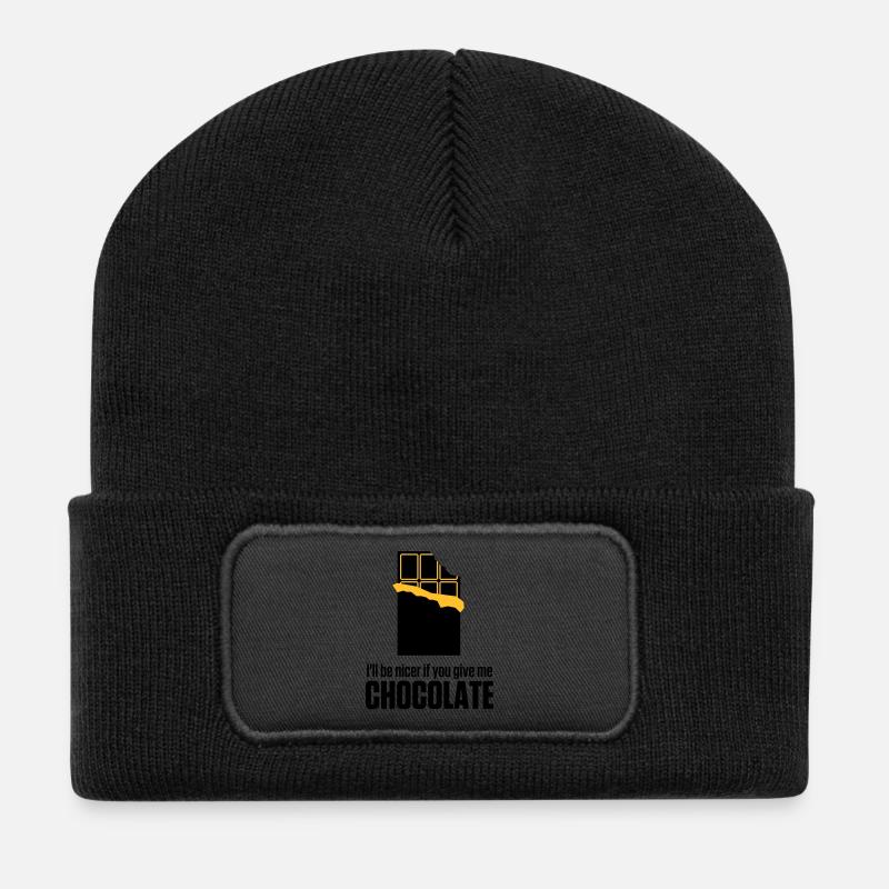 Give me chocolate. Then I am also friendly! - Recycled Patch Beanie - black