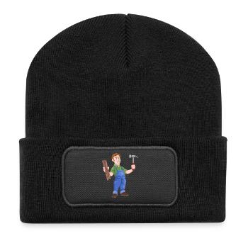 tischler zimmermann schreiner carpenter joiner8 - Recycelte Patch Beanie - Schwarz - Vorne