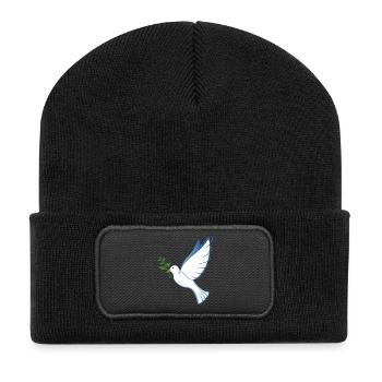 friedenstaube - Recycelte Patch Beanie - Schwarz - Vorne