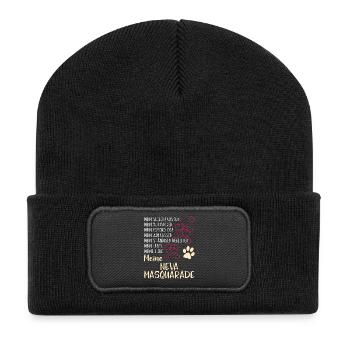 NEVA-MASQUARADE -Katze - Recycelte Patch Beanie - Schwarz - Vorne
